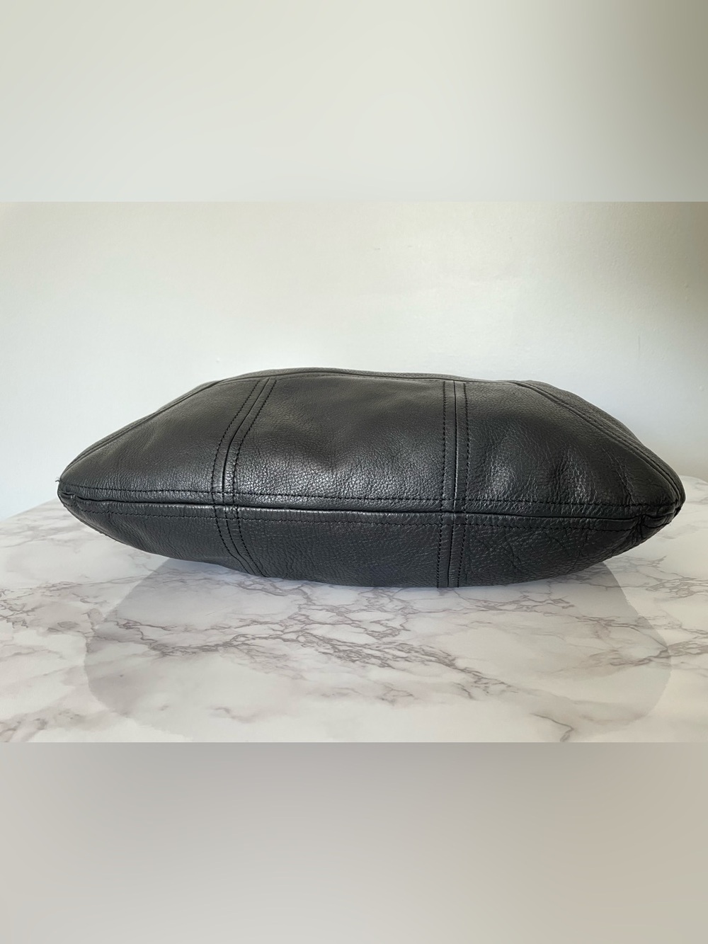 B. Makowsky Black Glove Leather Slouchy Hobo Shoulder Bag Gold Y2K Vintage - Picture 9 of 16